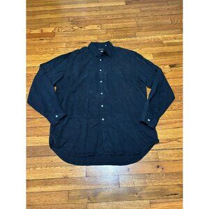 Vintage Bergdorf Goodman Mens Button Down Shirt Sz XL Black Long Sleeve Lyocell